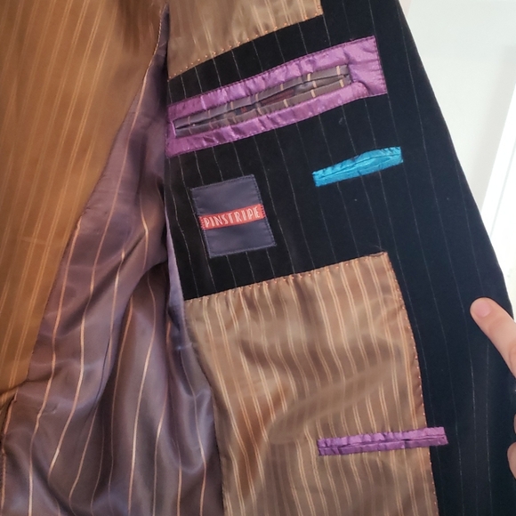 Pinstripe velvet black sport coat - Picture 5 of 6